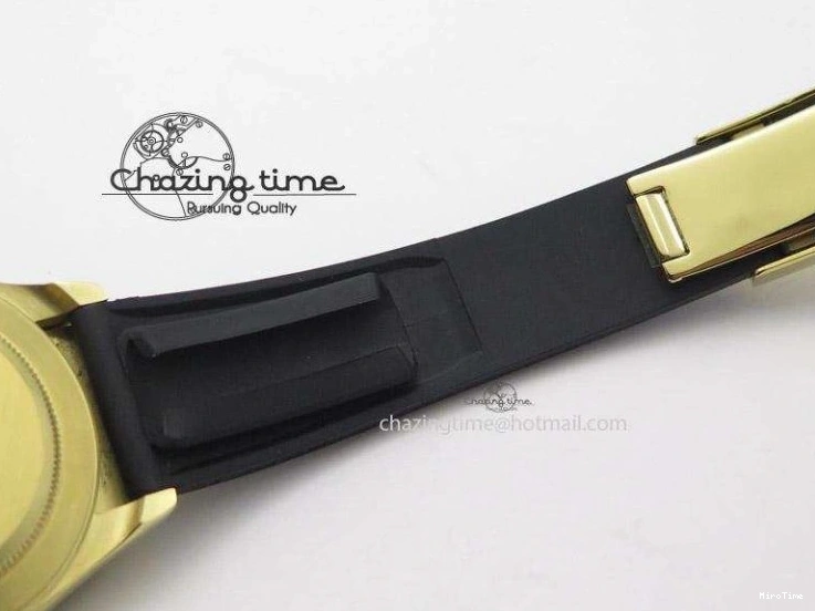 MiroTime 0403 Stylish Daytona YG BP Maker Gold Dial Sticks Markers On Rubber Strap A7750@ 4012